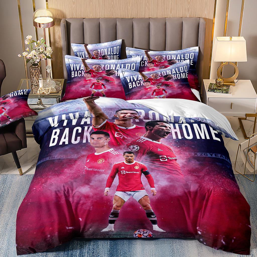 Duvet Cover Luxurious Football Star Cri-stiano Ronaldo Printing Bedding Set Duvet Cover Bed Youth Kids Girl Boys Birthday Gift