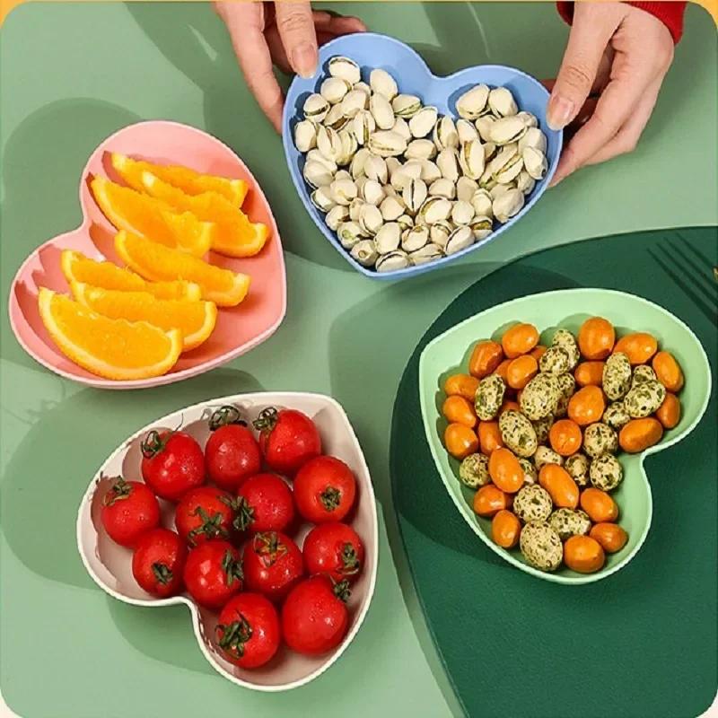 1 шт., тарелка для вертелов в форме сердца, бытовая, пищевая, пластиковая, поднос для фруктов, обеденный стол, мусорная тарелка для десерта, кухонные принадлежности