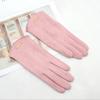 Женские перчатки осень-зима сохраняют тепло сенсорный экран тонкие сплошные простые перчатки для езды на велосипеде замшевая ткань элегантные ветрозащитные