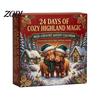 Сезонные предметы домашнего декора 24 дня 3D Шотландская корова Адвент-календарь 2026, Милый рогатый скот Рождество Уникальные подарки для друзей Календарь обратного отсчета,