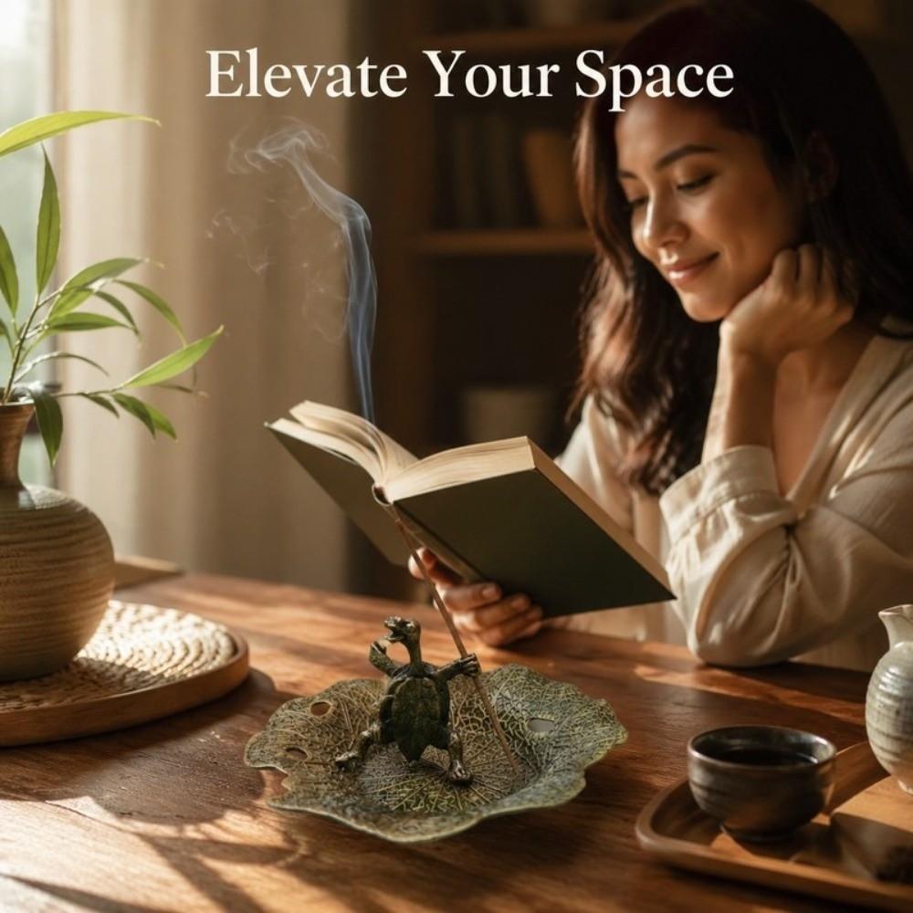 Lotus Leaf Base Incense Burner Tortoise Incense Burning Tray Frog Aromatherapy Stand Meditation