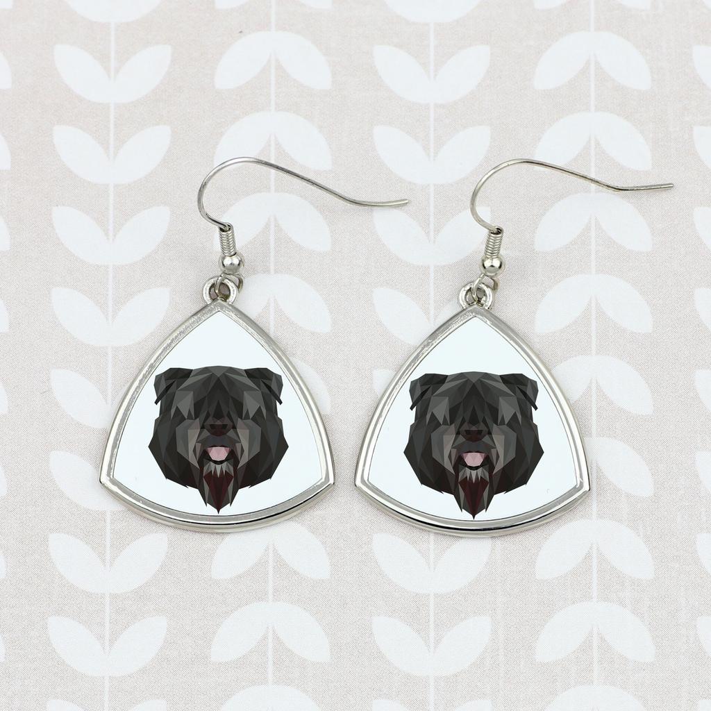 Bouvier Des Flandres -Kolczyki Ze Zdjęciem I Napisem Geometryczne Pies Art-Dog