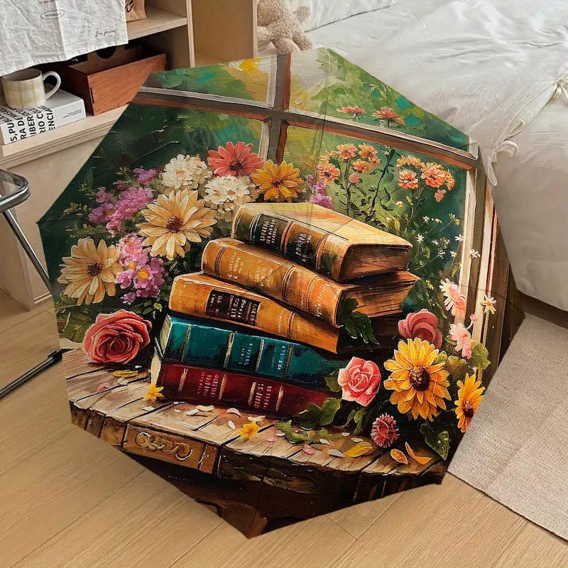 Складной зонт с рисунком «Цветочные книги», модный, с автооткрытием, 8 металлических спиц, пластиковая ручка, складной, защита от солнца, идеальный рождественский подарок
