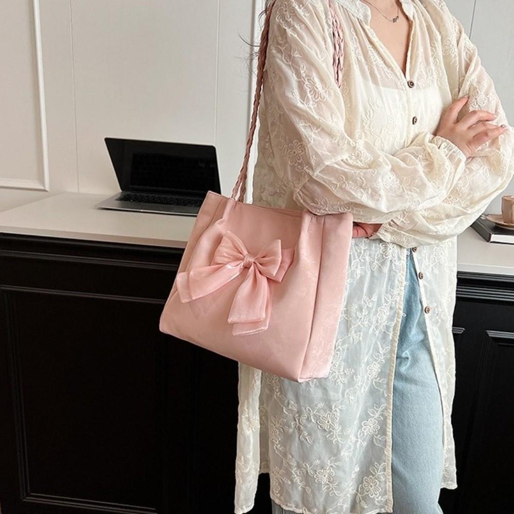 Soft Women's Shoulder Bag PU Crossbody Bag Portable Bow Shoulder Bag Daily Commute