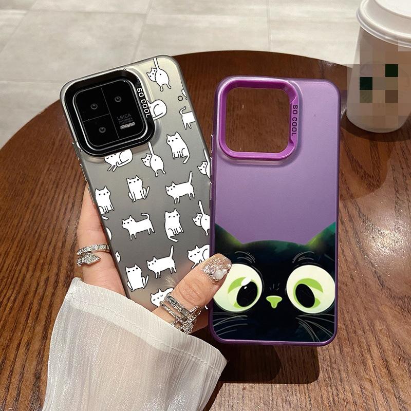 Cat Patterned Anti-drop Phone Case For Samsung S24 S23 A55 A35 Xiaomi Redmi 13C Poco C65 iPhone 15 Huawei Honor 90 Shockproof Protective Bumper Cover