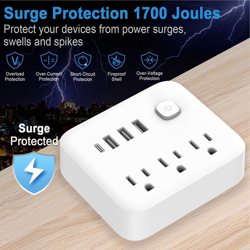 Outlet Adapter Portable Multifunctional U.S. Standard Multi-Plug Outlet Splitter For Bathroom Dorm Home Workplace Hotel Kitchen