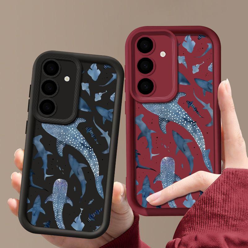 Чехол из ТПУ с принтом акулы и дельфина для Samsung Galaxy A17 A56 A36 A26 A55 A16 A15 A35 A25 5G S25 Edge S22 S23 Ultra S24 FE