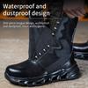 Mens Steel Toe Work Boots High Top Light Breathable Safety Shoes Anti-Smash Anti-Puncture Construction Boots Wear-Resisting Sole