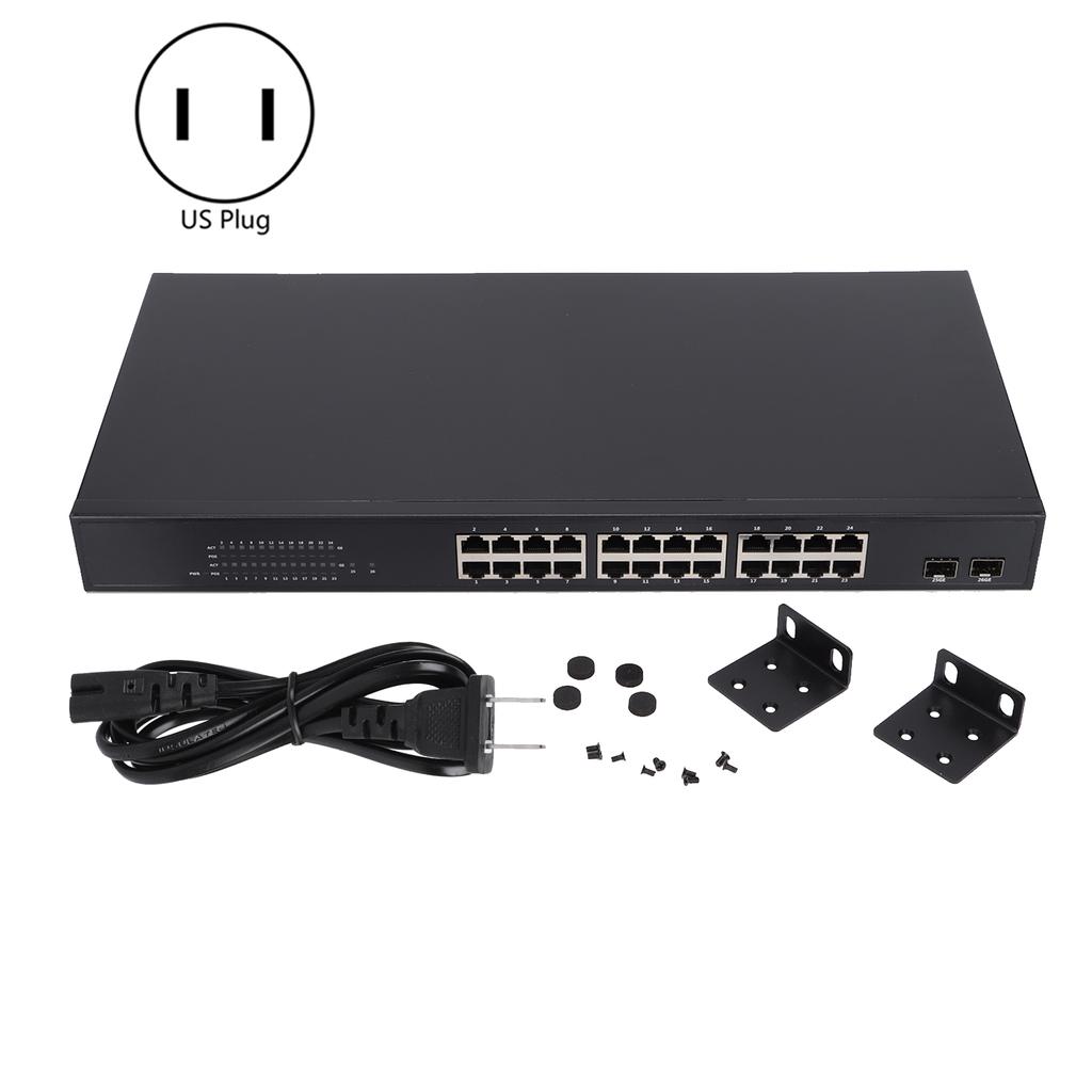 Коммутатор POE 24 порта Full Gigabit Автоматическое обнаружение Интеллектуальный источник питания Gigabit Ethernet