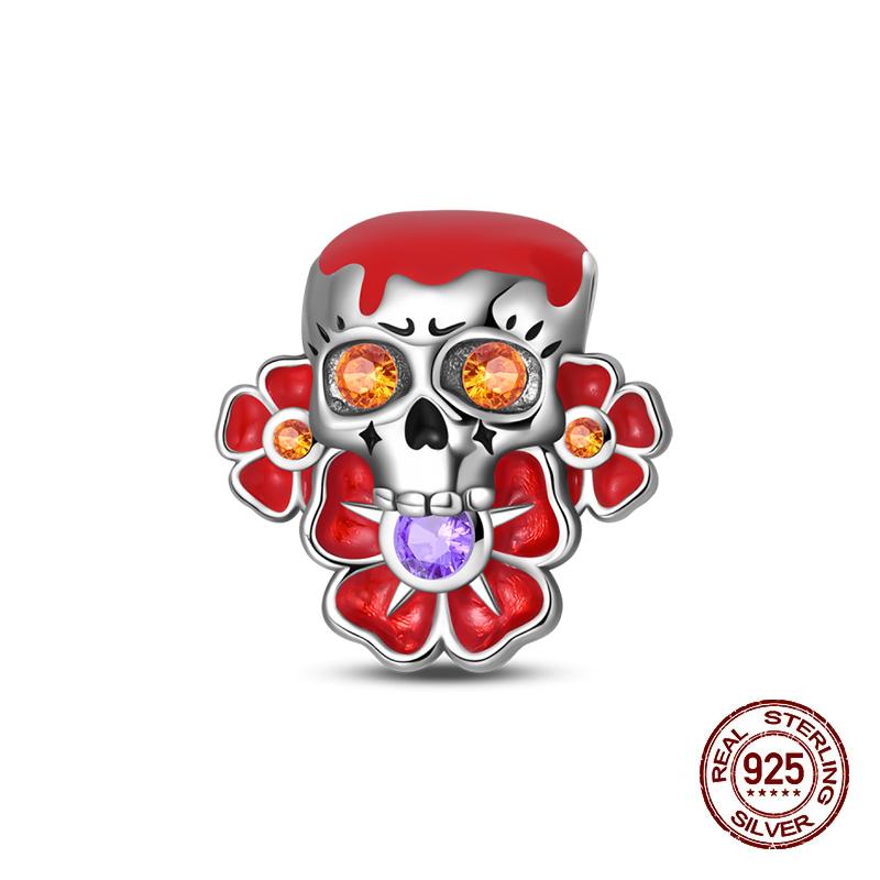 Halloween Charms Bead Copper Luminous Pumpkin Ghost Dangle Fit Bangle Bracelet Necklace Diy Jewelry