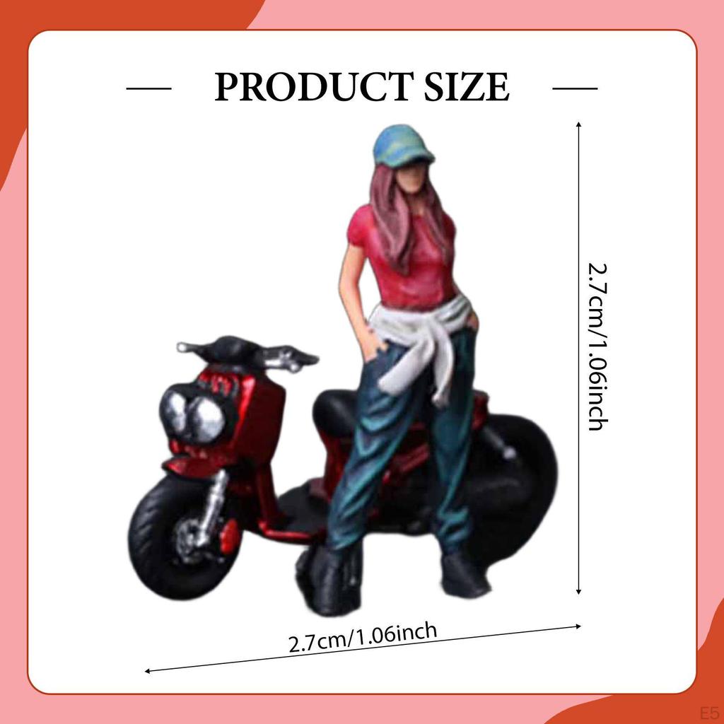1:64 Модель мотоцикла со смоляной фигуркой, расписанная вручную, крошечные люди, масштаб 1/64, мотоциклетная сцена