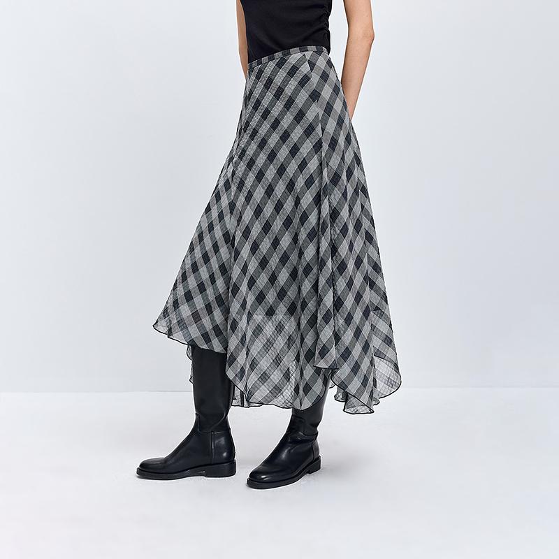 LILY Retro Plaid A-Line Skirt for Women