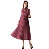 Original Long Pleated Chiffon Dress with Long Slimming Solid Elegant Wine Red [Blue Beryl] [Blue Beryl] [Our Color] Women's Sleeves, Silhouette,