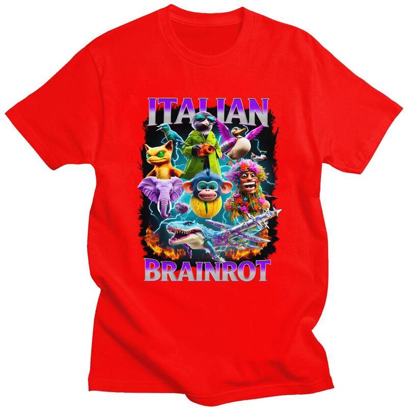 Футболки с дизайном итальянского Brainrot мема 100% Хлопок Футболка Уличная одежда Футболки с круглым вырезом Повседневная одежда с коротким рукавом