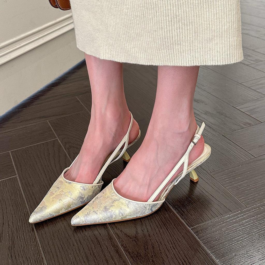 Холодный китайский стиль · Вышитые сандалии с острым задником, женские, новинка весны 2025 года, на высоком каблуке