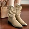 Fashion 2024 New Autumn and Winter Women's Ankle Sleeve Fashion Boots Pointed Toe Women's High Heel Pleated Short Boots
