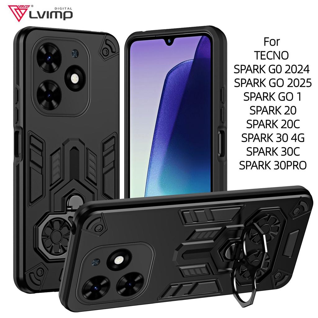 Противоударный бронированный чехол для TECNO SPARK GO 2024 20 20C 30 30CPro 4G 2025 POP8 POP9 Защитная крышка Кольцо-подставка Держатель Fundas Coque