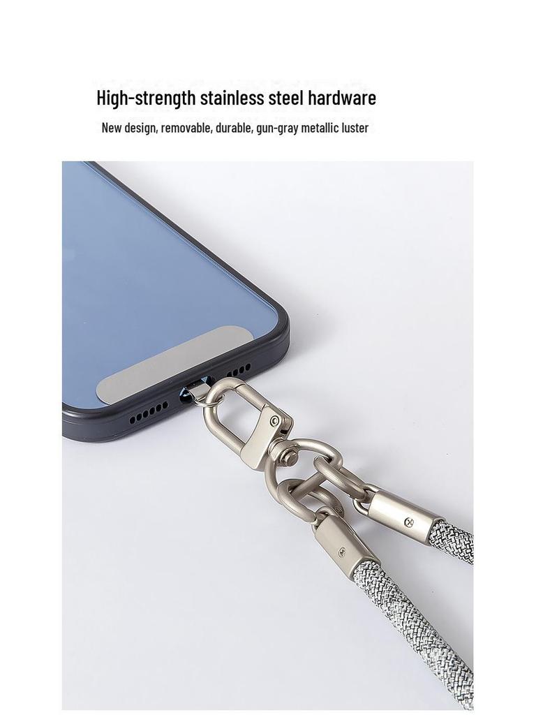 7mm Thick Polyester Mobile Phone Crossbody Lanyard with Stainless Steel Back Sticker