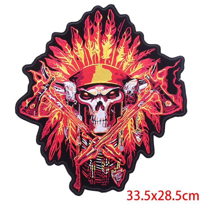 Patch Locomotive Large Embroidery Back Iron On Patches For Clothing Punk Skull Embroidered Patches On Clothes For Jacket Ironing