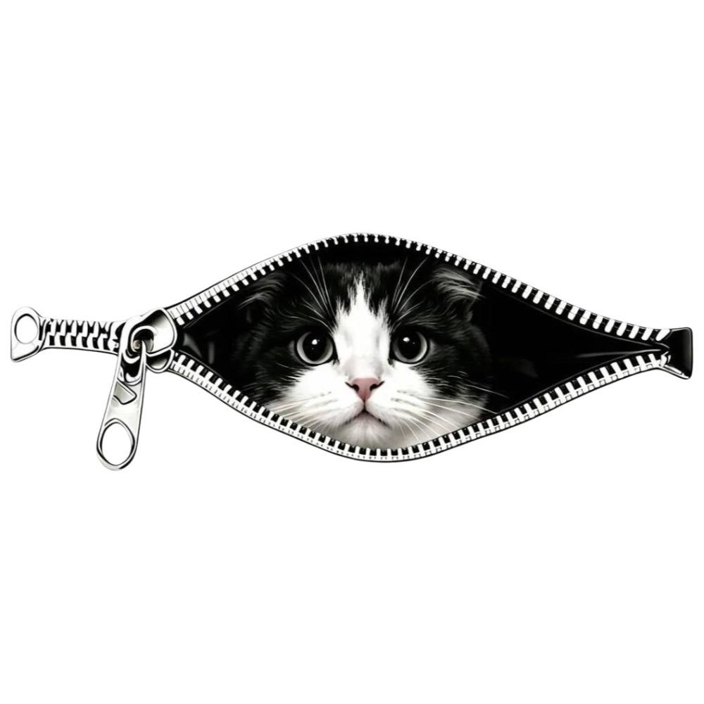 Waterproof Cat Car Sticker Zipper Design Car Window Glass Sticker Pet Lover Decoration