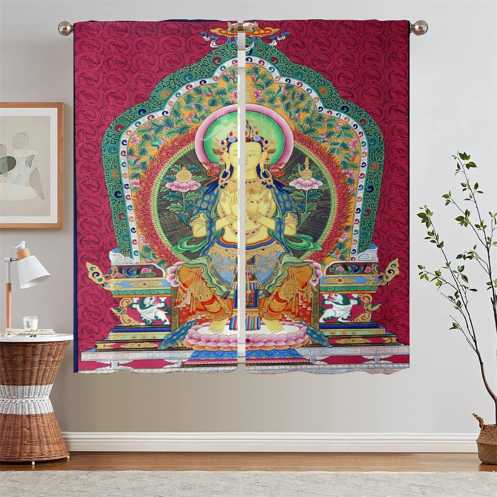 Maitreya Buddha затемняющие элегантные шторы для гостиной покрывало для штор подхваты тюль на кухню шторы 2 шт окна
