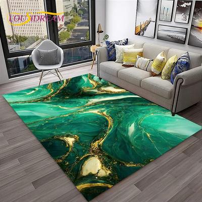 Роскошный черный, зеленый, золотой цвет, мраморный 3D ковер, ковер для дома, гостиной, дивана, коврик для декора, детский коврик, нескользящий напольный коврик