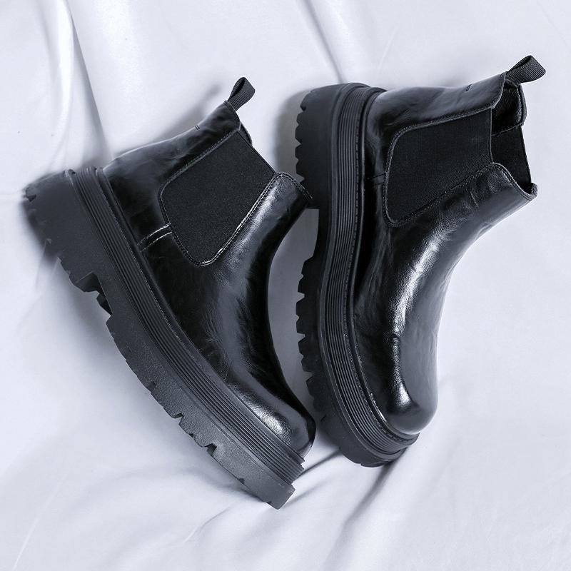 Мужские ботинки Chelsea 2024 года, высококачественные мужские ботинки Slip On, зимние, с круглым носком, на короткой платформе, водонепроницаемые, модные ботинки