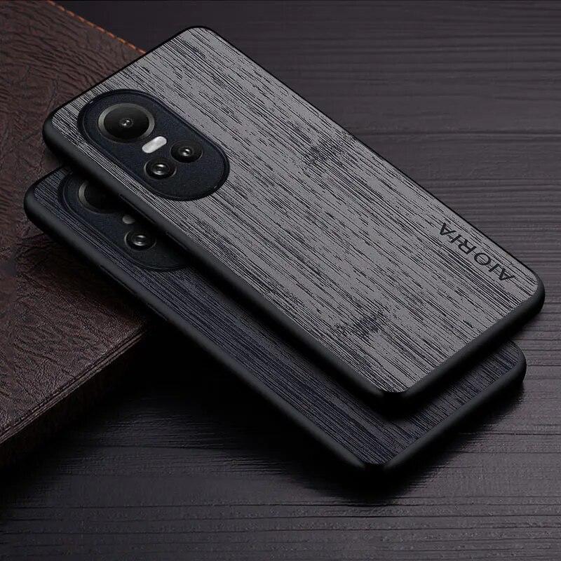 Case for Oppo Reno 10 Pro Reno10 Pro Plus 5G Funda Bamboo Wood Pattern Luxury Leather Phone Coque for Oppo Reno 10 Pro Case Capa
