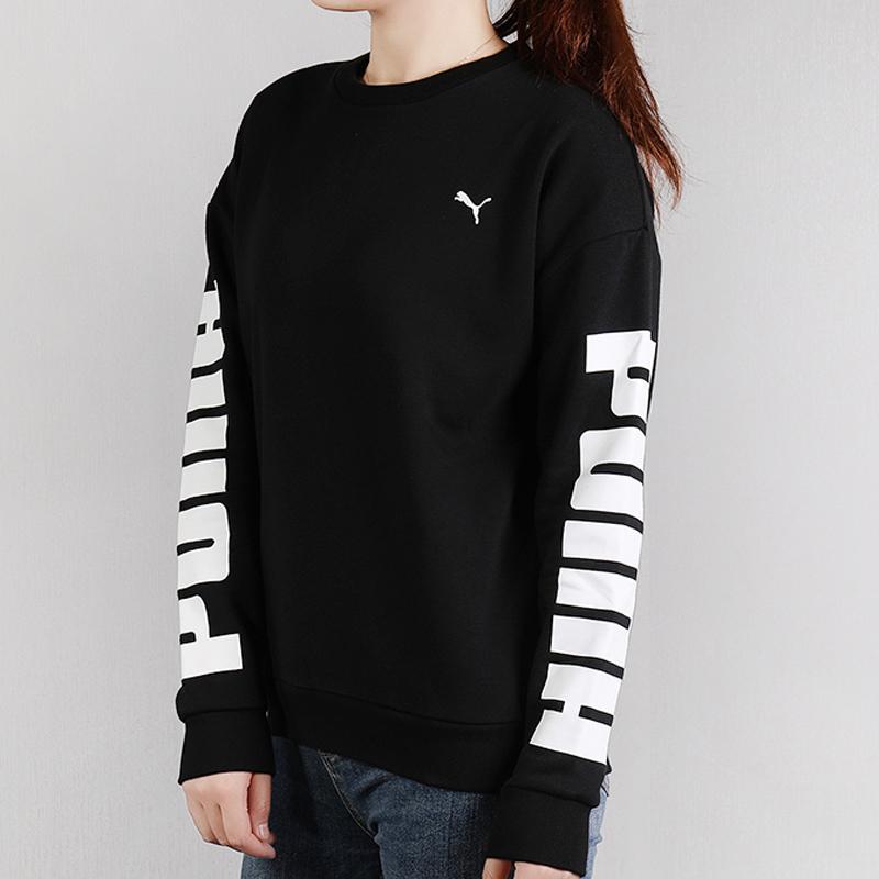 Puma Толстовка Rebel Crew Sweat FL Printed Casual Fleece Теплая круглая горловина Пуловер Женская толстовка Черная 581628-01