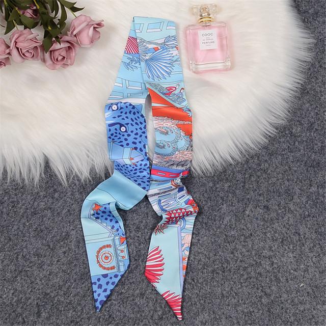 Brand Horse Bag Scarf 2024 New Design Wow Women Luxury 100% Silk Scarf Fashion Headwear Skinny Hair Scarves Neckerchief