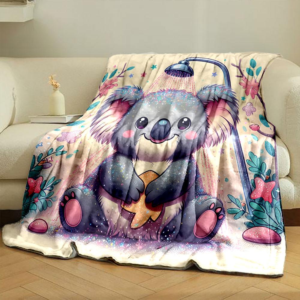 Sparkly Koala Shower Time print blanket soft and cozy perfect for the living room bed sofa or a nap,gift