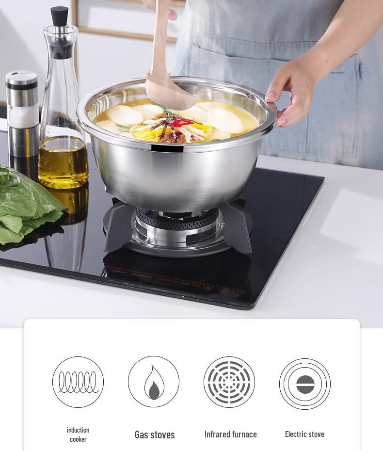 Прочная многоцелевая кухонная раковина из нержавеющей стали 304: Лапша, Суп, Емкость для мытья овощей, Емкость для взбивания яиц и Банка для специй.