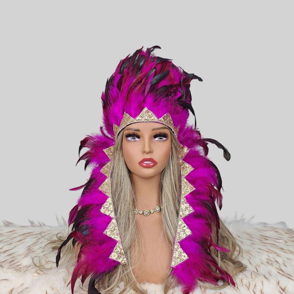 Indian Chief Feather Headdress Carnival Stage Cosplay Halloween Party Decor Hat