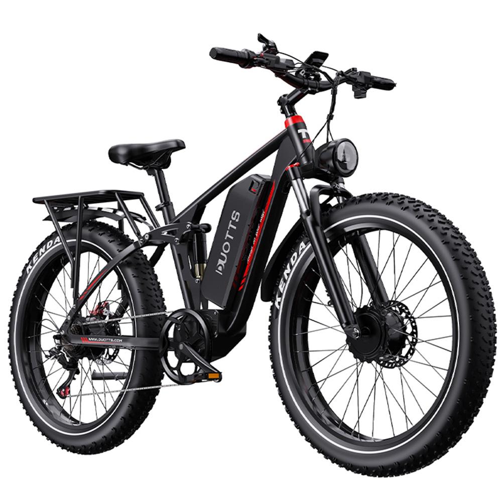 Electric Bicycle All Terrain Duotts 26" 750Wx2 Motor Fully Suspended Adult Electric Bicycle Max Load 150Kg Shimano 7 Speed Black S26