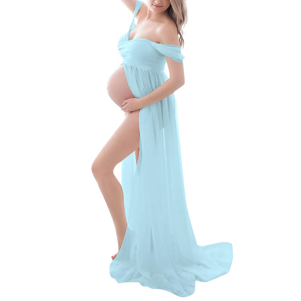 Womens Maternity Off Shoulder Maxi Dress Photography Photo Long Gow