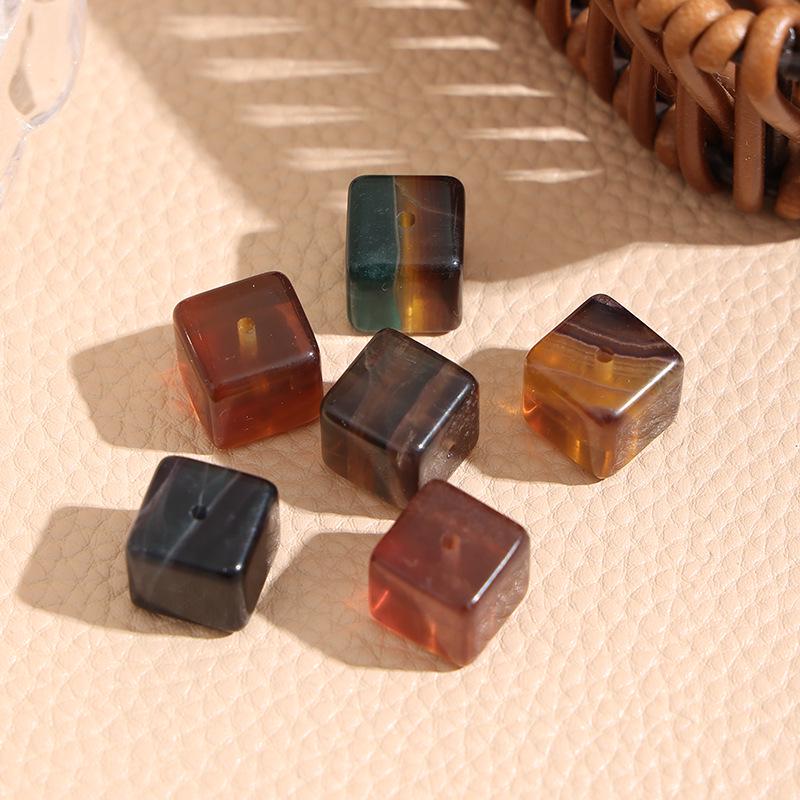 Браслет-аксессуар из полупрозрачных сахарных кубиков - Золотисто-коричневый и нежно-розовый - Для DIY, Много цветов в наличии