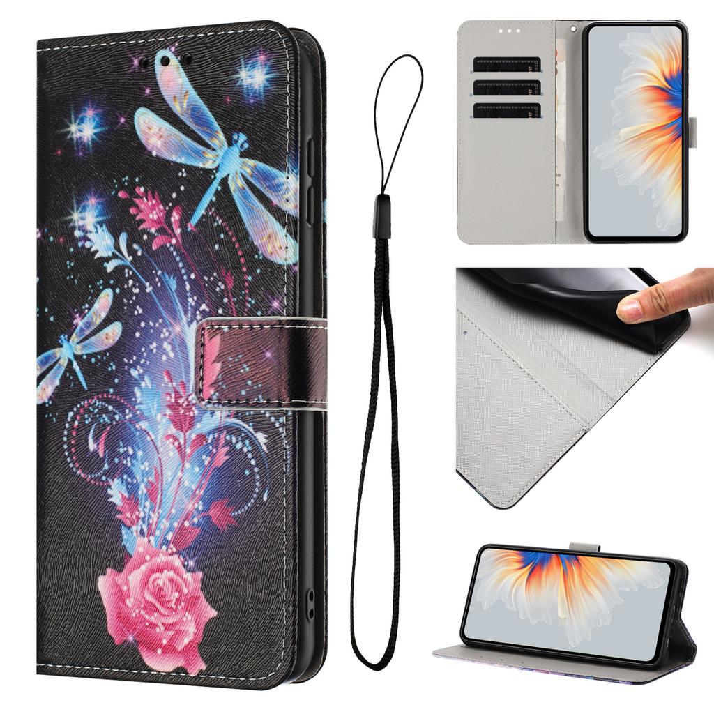 Чехол-книжка-кошелек с фоторамкой Dragonfly Pink Rose из искусственной кожи для iPhone, Samsung, Huawei, Honor, Xiaomi, Redmi, Oppo, Infinix, Tecno, Google...