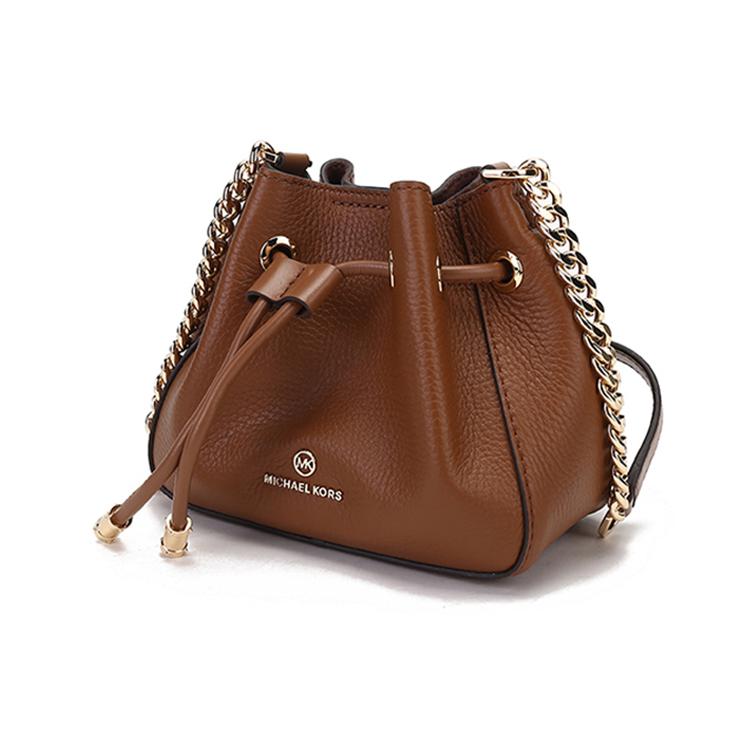 New MICHAEL KORS Phoebe Cow Leather Bucket Bag, Shoulder Bag Women's Leather Brown 32H1G8PD0L-230