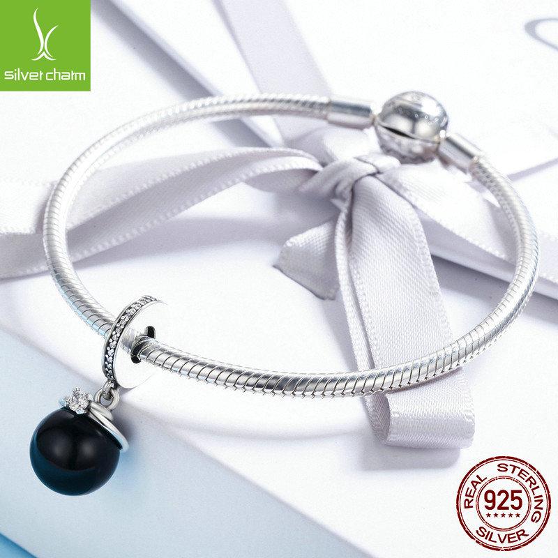 Black Pearl Pendant Necklace S925 Sterling Silver Loose Bead Versatile Diy Bracelet Accessories Scc572