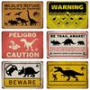 Beware of Raptor Funny Metal Tin Sign Slow Down Sign Garden Home Outdoor Zoo Plaque Dinosaur Warning Sign Vintage Wall Decor