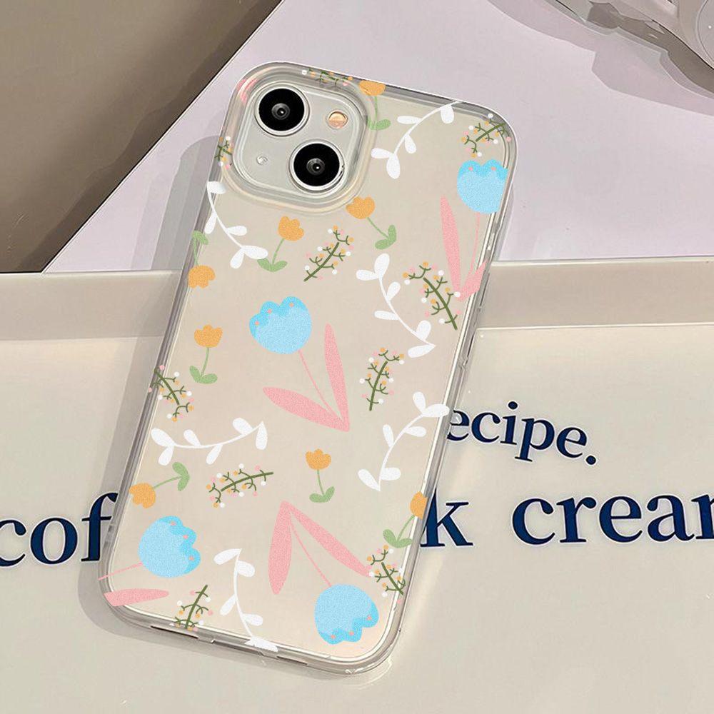 Blue pink flowers and plants are suitable for iPhone17ProMax mobile phone case 14 Apple 12/11 matte 13 all-inclusive