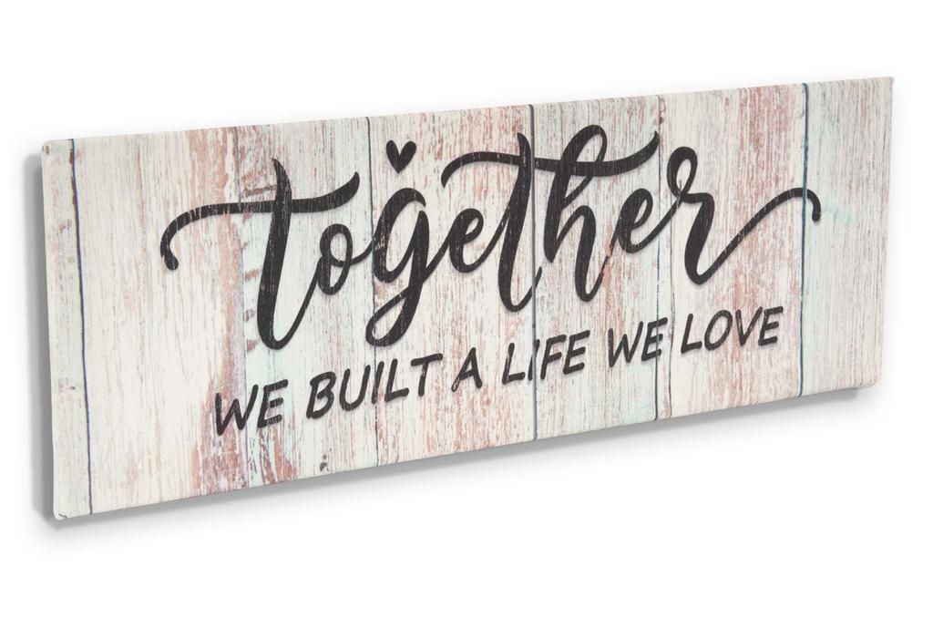 Inkdotpot Stretched Canvas Quotes Wall Art Decor, Together We Built A Life We Love Wall Decor-twoRustic Wall Art Sign