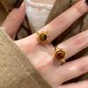 Maillard Tiger's Eye Stone Sunflower Ring Medieval Vintage Temperament Ring Ins Niche Retro Personalized Jewelry