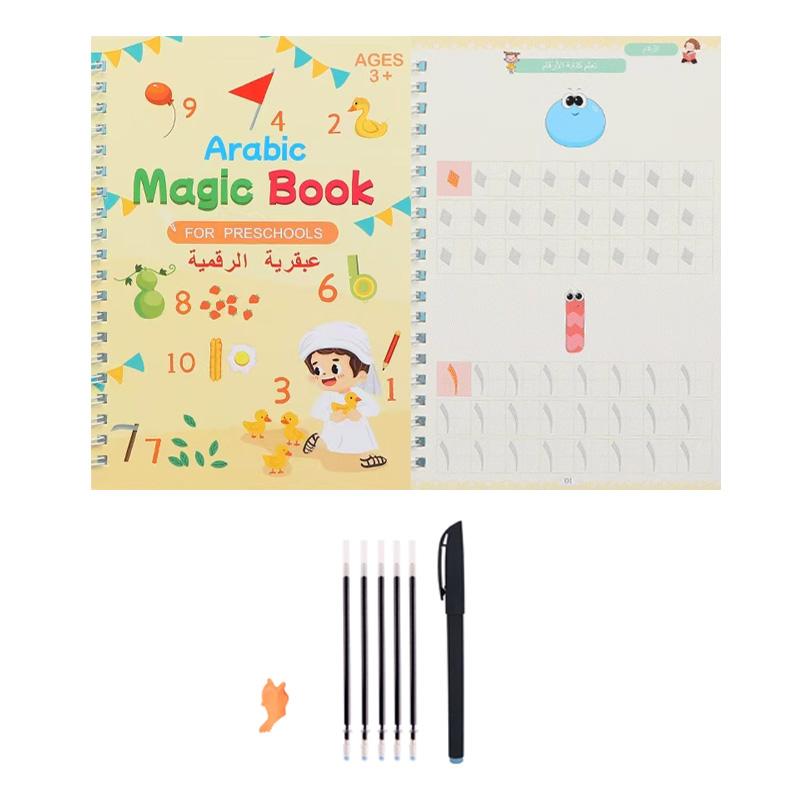 Арабская Магия Практика Тетрадь Ручка Дошкольники Дети Каллиграфия Блокнот Бесплатное Вытирание Дети Многоразовая Книга для Письма Возраст 3-6