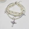 Personalized Multi-Layered Pearl Cross Pendant Necklace Clavicle Chain For Women Temperament Jewelry Accessories Gifts