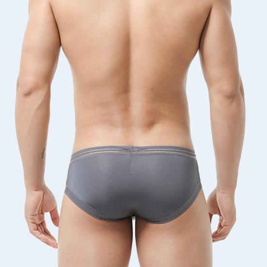 Men Briefs Solid Color Low-rise Ice Silk Briefs U-Convex Large Space Not Tight