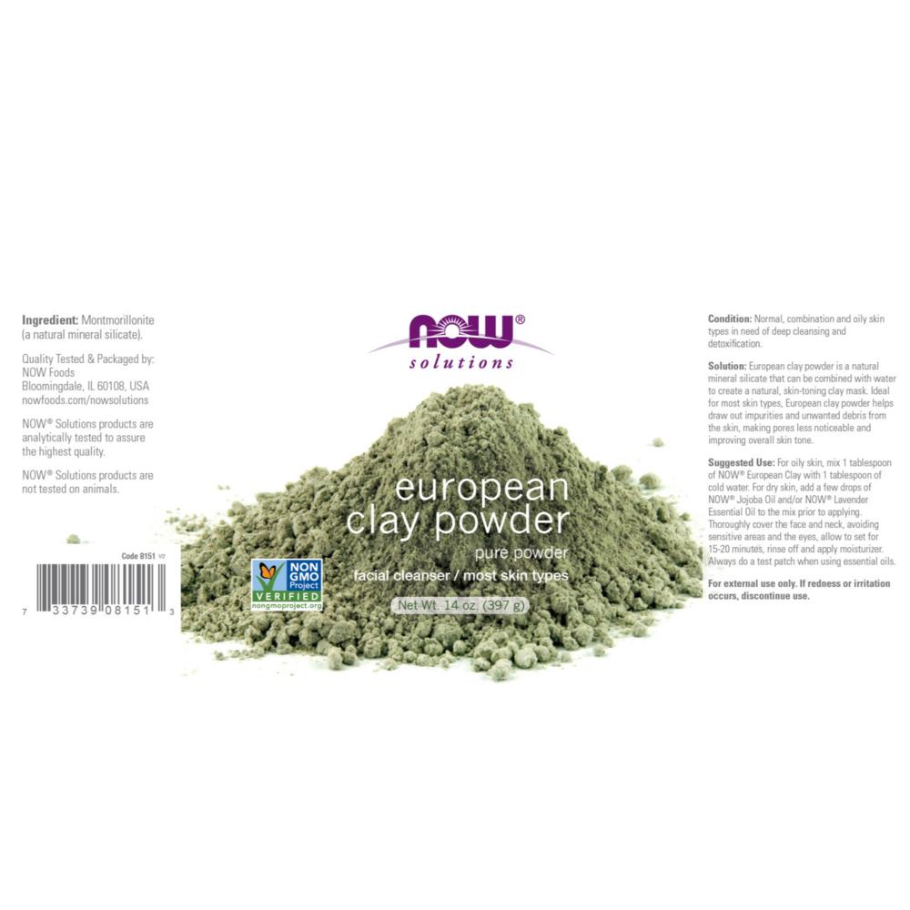 Now Foods European Clay Powder Facial Cleanser, 397g, 1 Unit