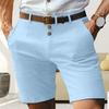 Men Shorts Mid-rise Buttons Zipper Fly Solid Color Shorts with Pockets Straight Leg Summer Casual Shorts Daily Wear