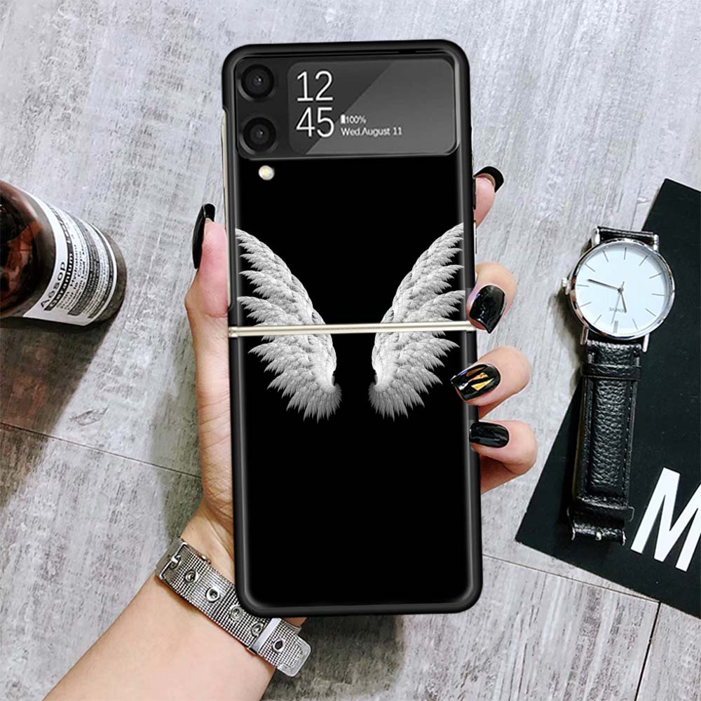 Чехлы с перьями Ангельские Крылья для Samsung Galaxy Z Flip 4 5 6 7 3 Z Flip7 Flip6 Flip4 Flip5 Flip3 5G Жесткие Ударопрочные Fundas Чехол Ga