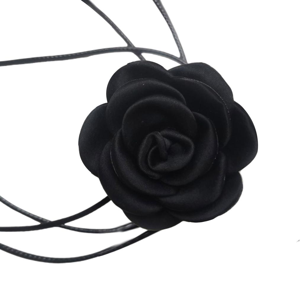 Sexy Neck-Band Necklace Cool Retro-Black Rope Necklace Camellia Choker Collar Chain for Women Girls Jewelry Ornament MIT